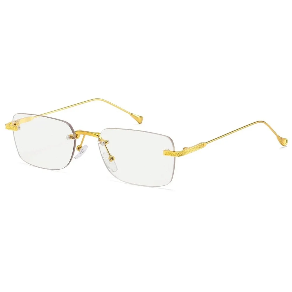 Gold Rimless Rectangle Clear Lens Glasses Women Retro Fashion Eyewear New Lentes